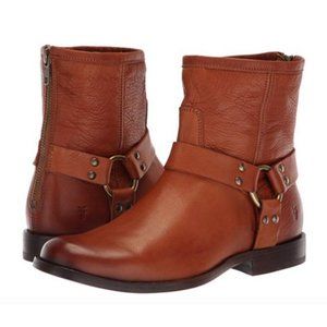 Frye Phillip Harness Whisky Brown Ankle Boot 6 NEW